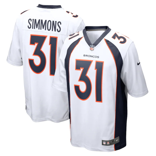 mens nike justin simmons white denver broncos game jersey